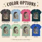 A color chart showing all the color options for One More Chapter cute book graphic t-shirt.