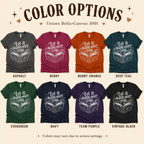A color chart showing all the color options for Let It Wash Over You whimsical book graphic t-shirt.