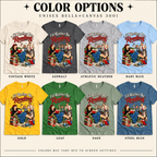 A chart showing all the colors that I'd rather be retro book graphic t-shirt comes n.