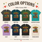 A color chart showing all the color options for The Library Called book lovers graphic t-shirt.
