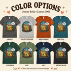A color chart showing all the color options for One With Nature funny nature graphic t-shirt.
