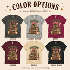 A color chart showing all the color options for Protecting My TBR cute book graphic t-shirt.
