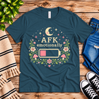 AFK funny introvert graphic t-shirt cozy flat lay in deep teal.