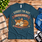Not Available cute animal graphic t-shirt cozy flat lay in deep teal.