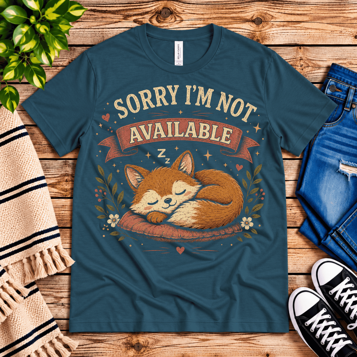 Not Available cute animal graphic t-shirt cozy flat lay in deep teal.