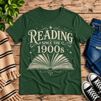 See Jane Read vintage book graphic t-shirt cozy flat lay in evergreen.