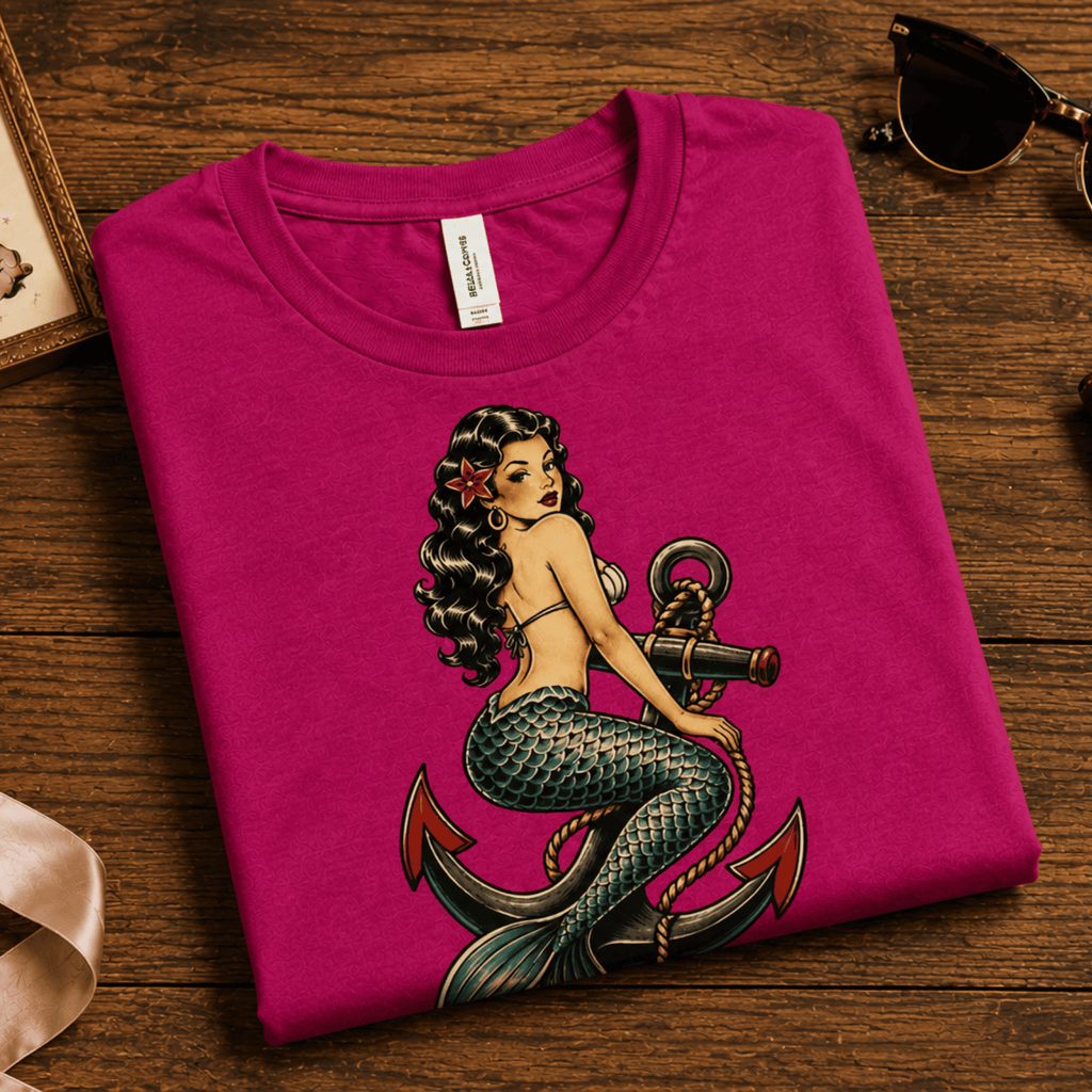 Anchor Mermaid | Vintage Mermaid Pinup T-Shirt
