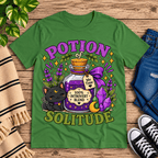 Potion Of Solitude cute celestial graphic t-shirt cozy flat lay in leaf.