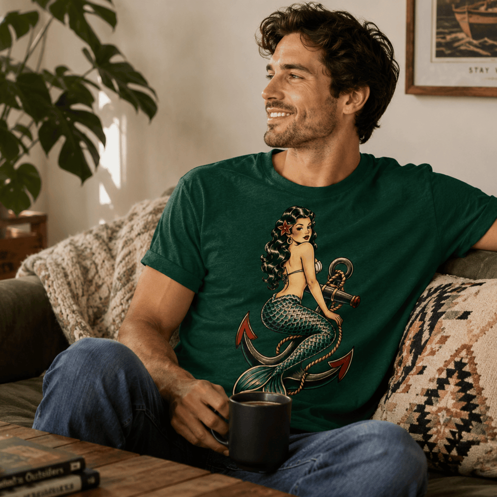 Anchor Mermaid | Vintage Mermaid Pinup T-Shirt