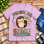 Personal Space Enthusiast cute animal graphic t-shirt cozy flat lay in lilac.