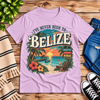 Belize funny introvert graphic t-shirt cozy flat lay in lilac.