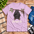 Hangin' In cute introvert graphic t-shirt cozy flat lay in lilac.