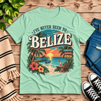 Belize funny introvert graphic t-shirt cozy flat lay in mint.