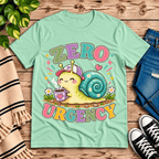 Zero Urgency cute animal graphic t-shirt cozy flat lay in mint.