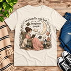 Imaginary People cute book graphic t-shirt cozy flat lay in natural.
