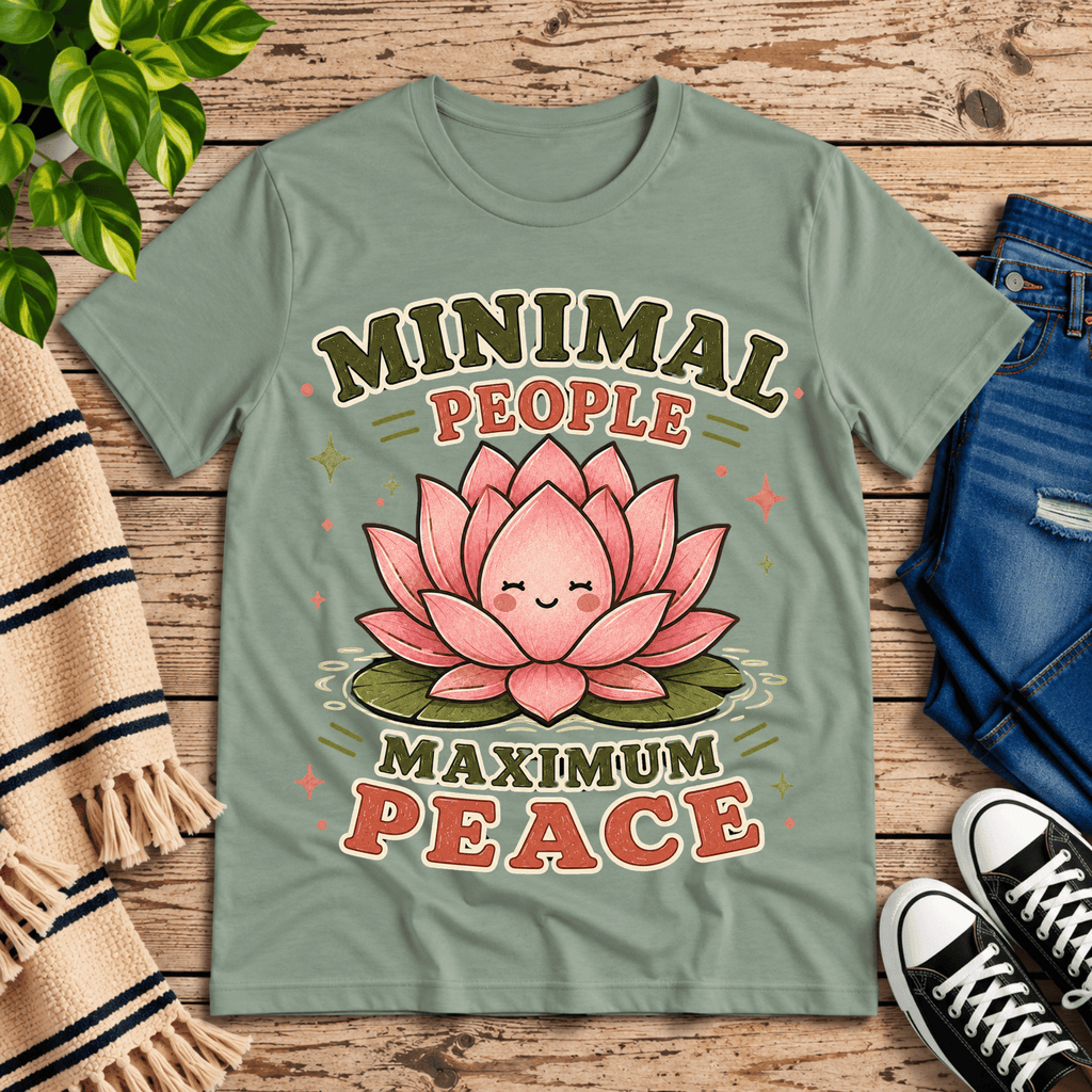 Minimal People cute nature graphic t-shirt cozy flat lay in sage.