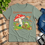 Quiet Company cute cottagecore graphic t-shirt cozy flat lay in sage.