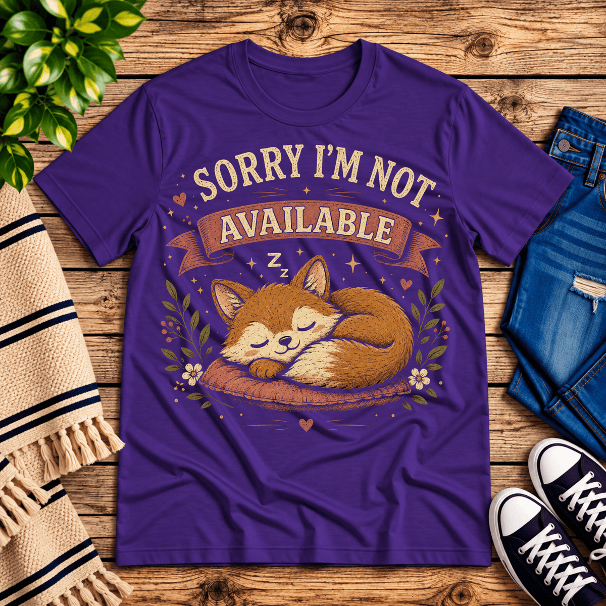 Not Available cute animal graphic t-shirt cozy flat lay in team purple.