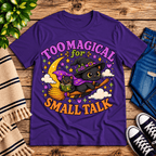 Too Magical cute celestial graphic t-shirt cozy flat lay in team purple.