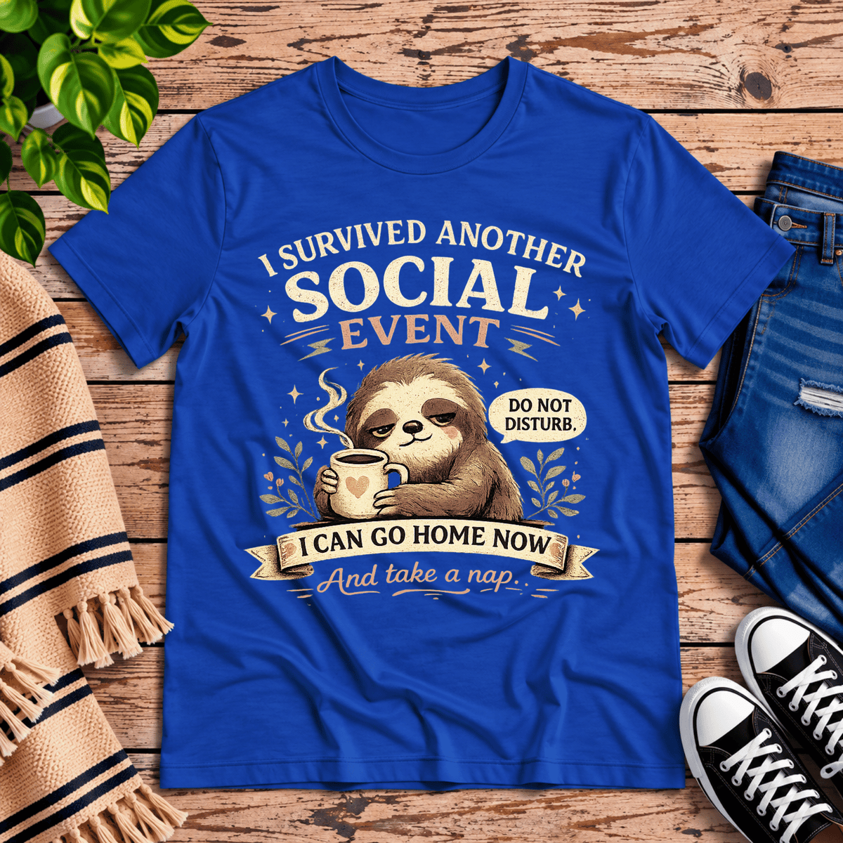 I Survived cute animal graphic t-shirt cozy flat lay in true royal.