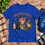 Voodoo Vibes cute magic graphic t-shirt cozy flat lay in true royal.