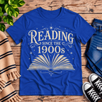 See Jane Read vintage book graphic t-shirt cozy flat lay in true royal.