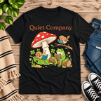 Quiet Company cute cottagecore graphic t-shirt cozy flat lay in vintage black.