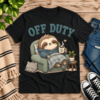 Off Duty cute animal graphic t-shirt cozy flat lay in vintage black.