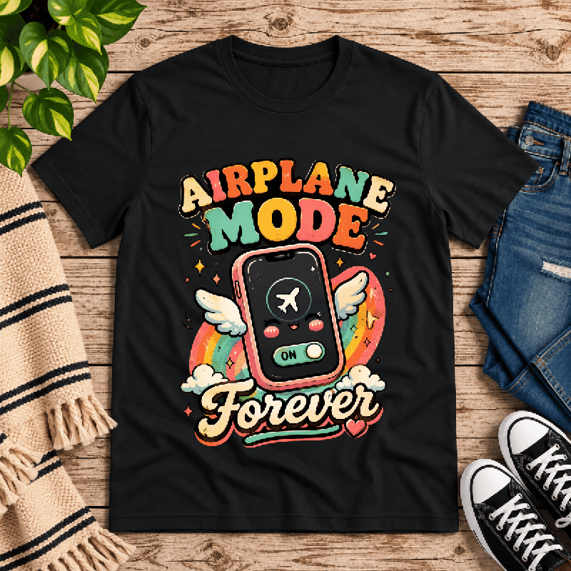Airplane Mode Premium T-Shirt in vintage black, flat lay