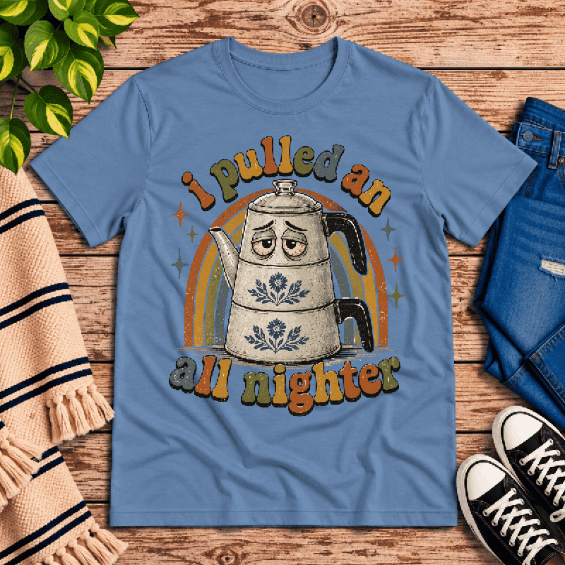 All Nighter Premium T-Shirt in steel blue, flat lay