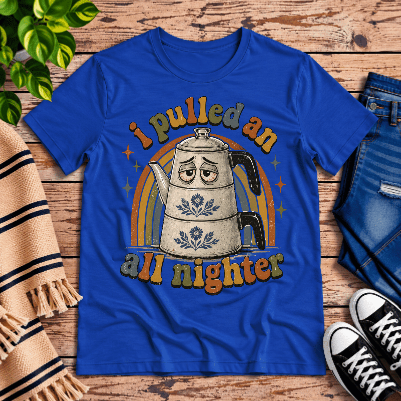 All Nighter Premium T-Shirt in true royal blue, flat lay
