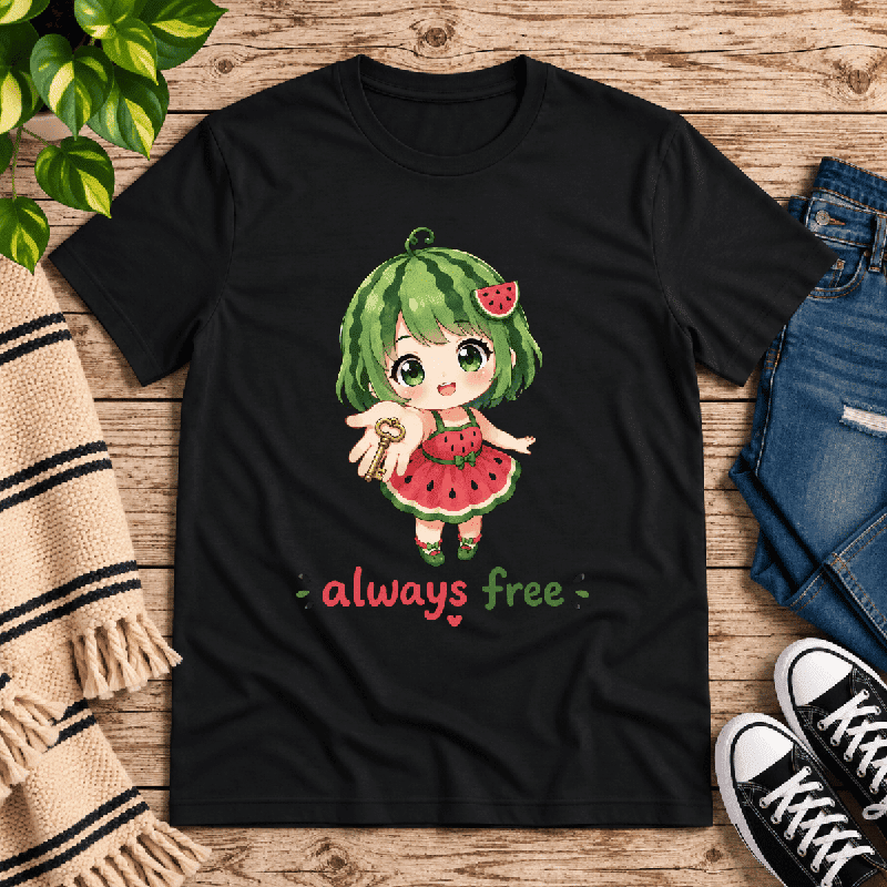 Always Free Premium T-Shirt in vintage black, flat lay