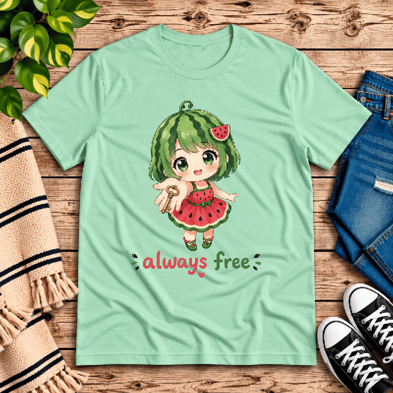 Always Free Premium T-Shirt in mint green, flat lay