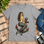 Anchor Mermaid Premium T-Shirt in heather gray, flat lay