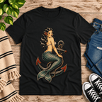 Anchor Mermaid Premium T-Shirt in black, flat lay