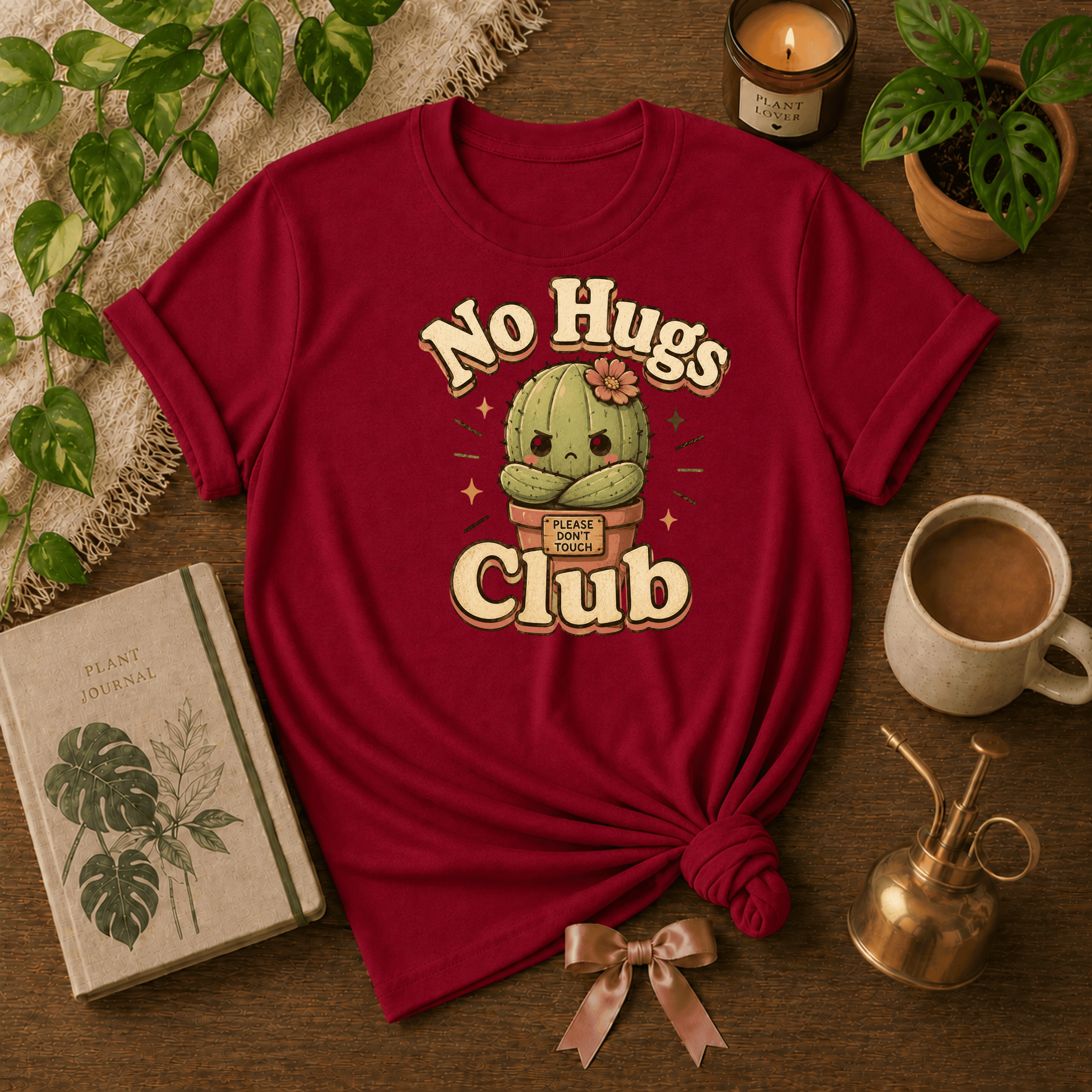 No Hugs Club | Plant Lover Graphic T-Shirt