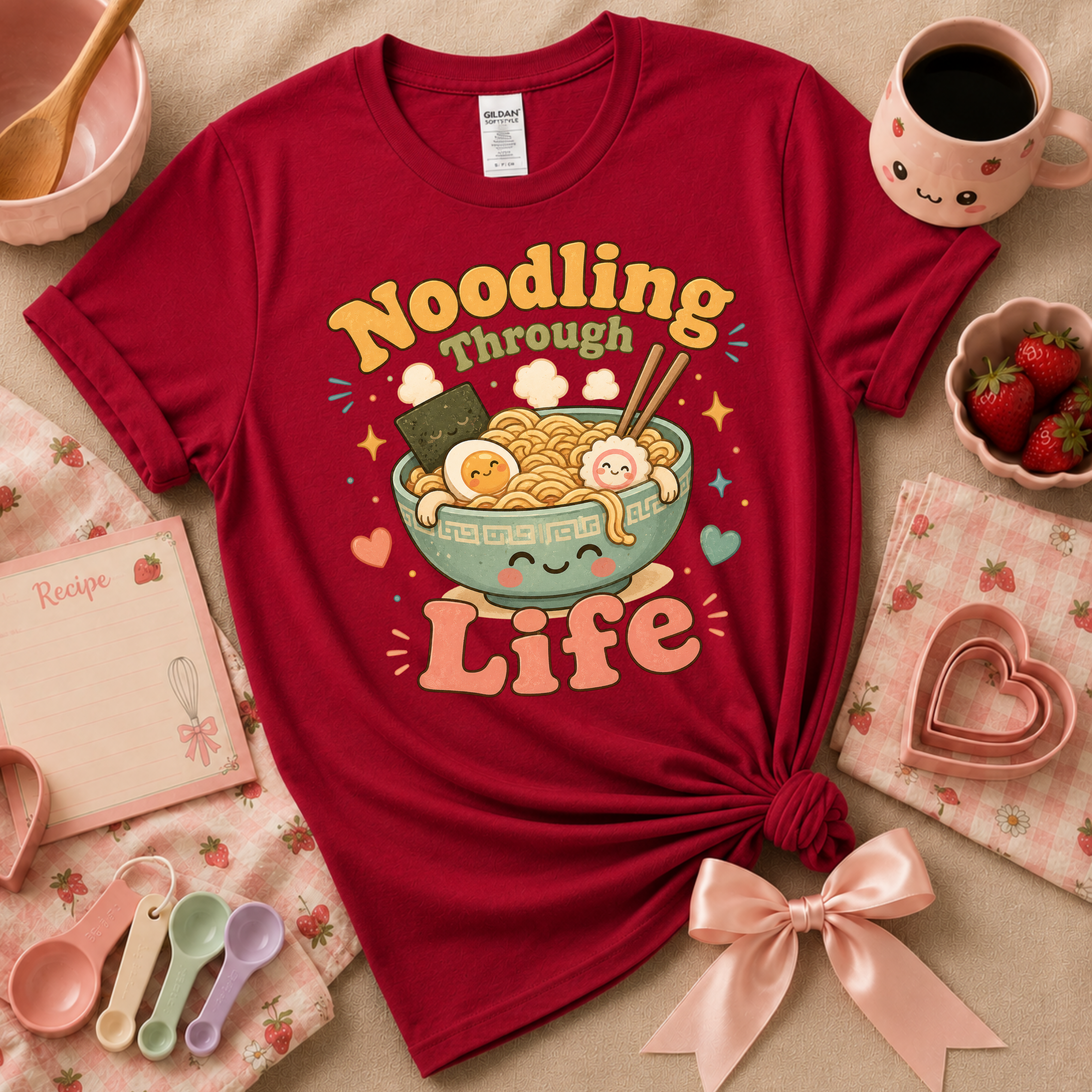 Noodling Through Life | Cute Food Graphic T-Shirt