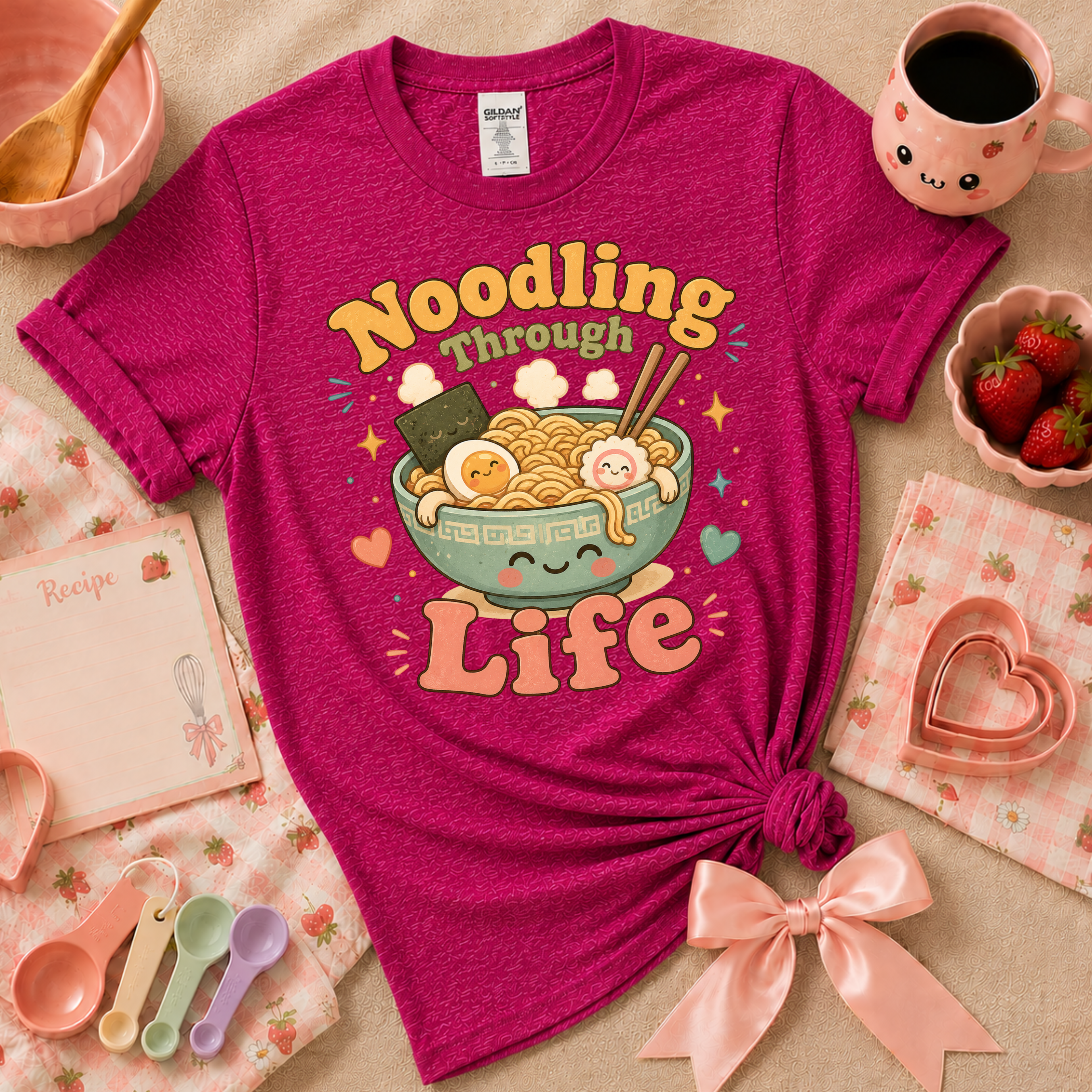 Noodling Through Life | Cute Food Graphic T-Shirt