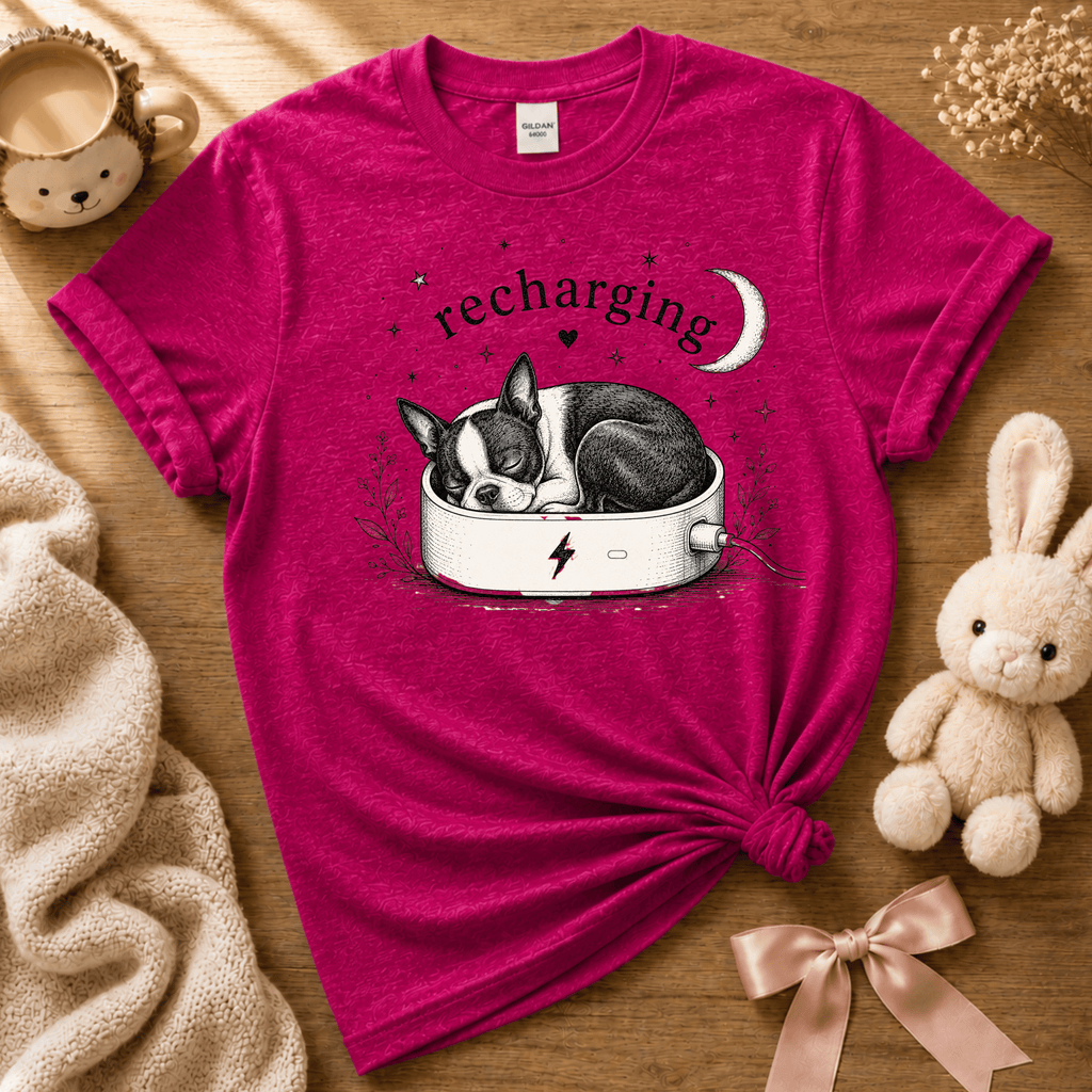Boston Recharging | Cute Animal Graphic T-Shirt