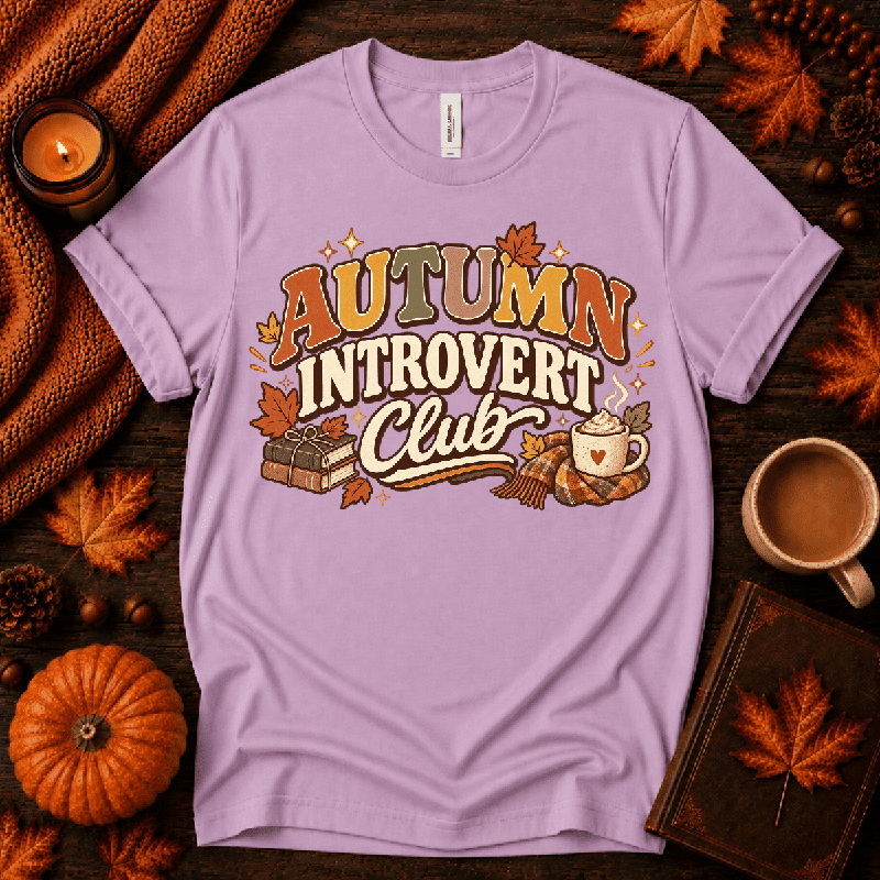 Autumn Introvert Club Premium T-Shirt in lilac, flat lay