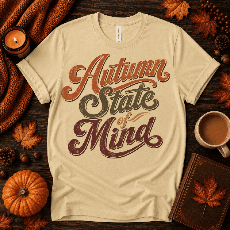 Autumn State Of Mind Premium T-Shirt in natural tan, flat lay