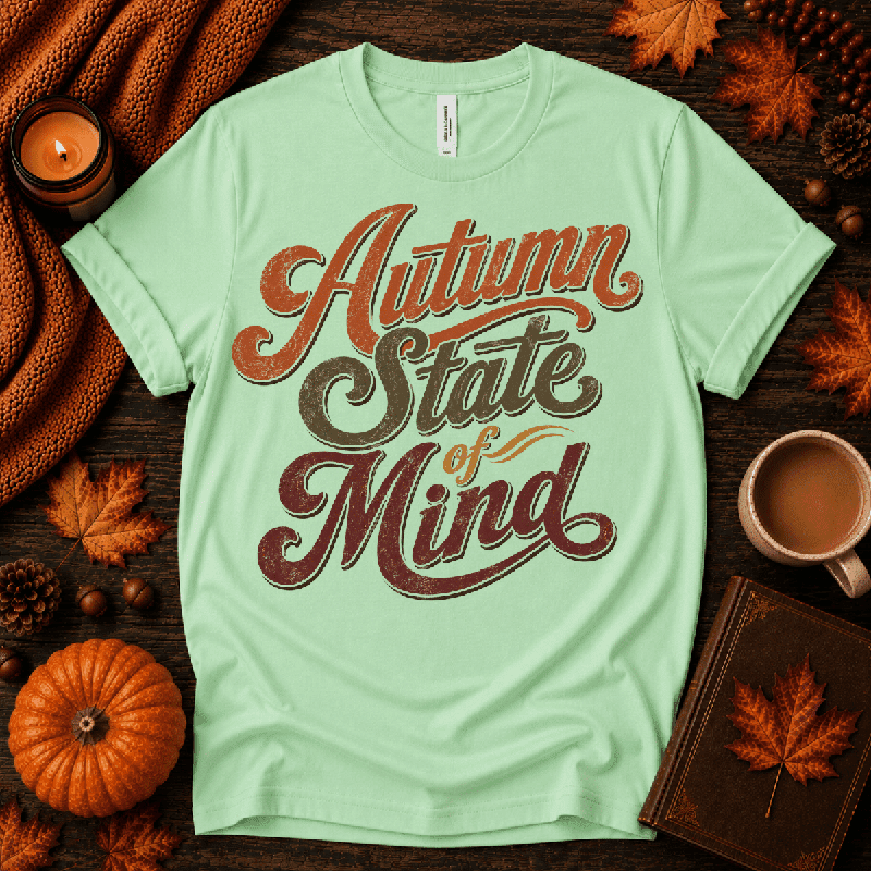 Autumn State Of Mind Premium T-Shirt in mint green, flat lay