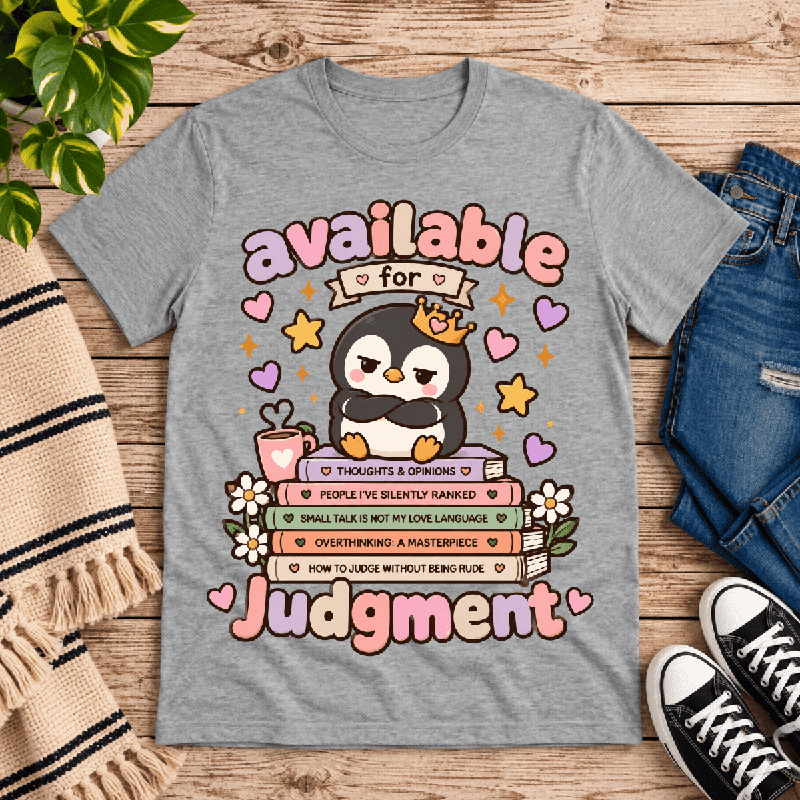 Available For Judgement Premium T-Shirt in athletic heather gray, flat lay