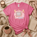 No Signal introvert graphic t-shirt cozy flat lay in azalea.