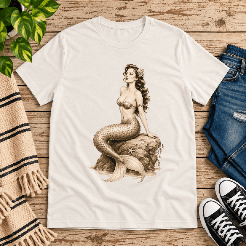 Beach Mermaid Premium T-Shirt in vintage white, flat lay