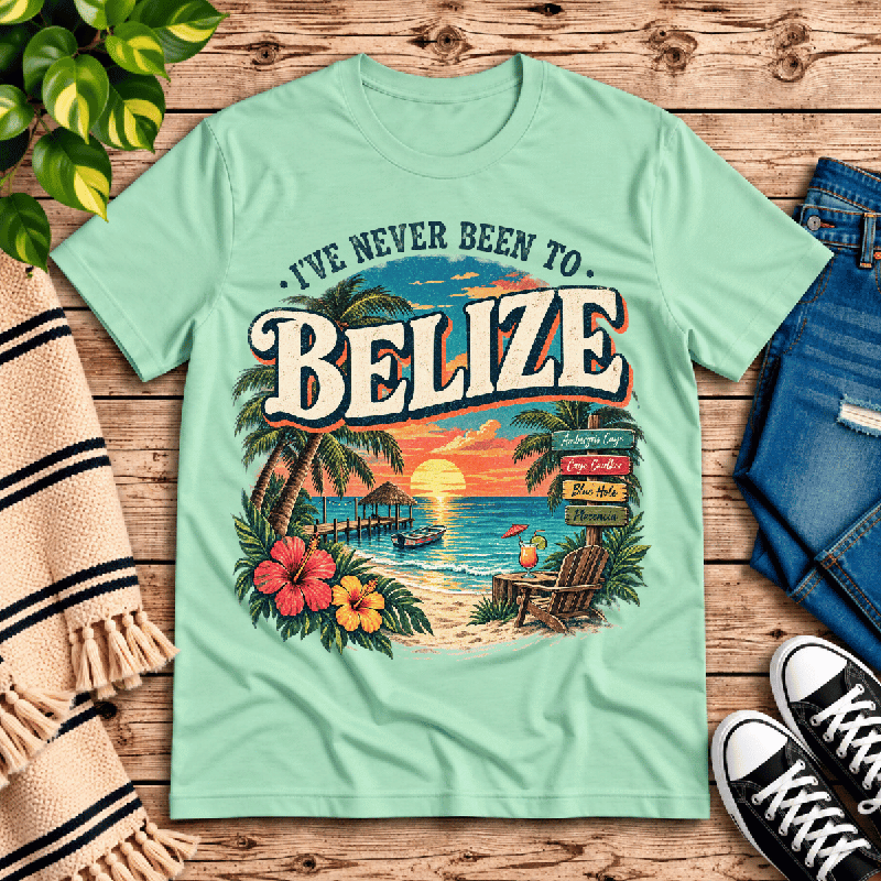 Belize Premium T-Shirt in mint green, flat lay