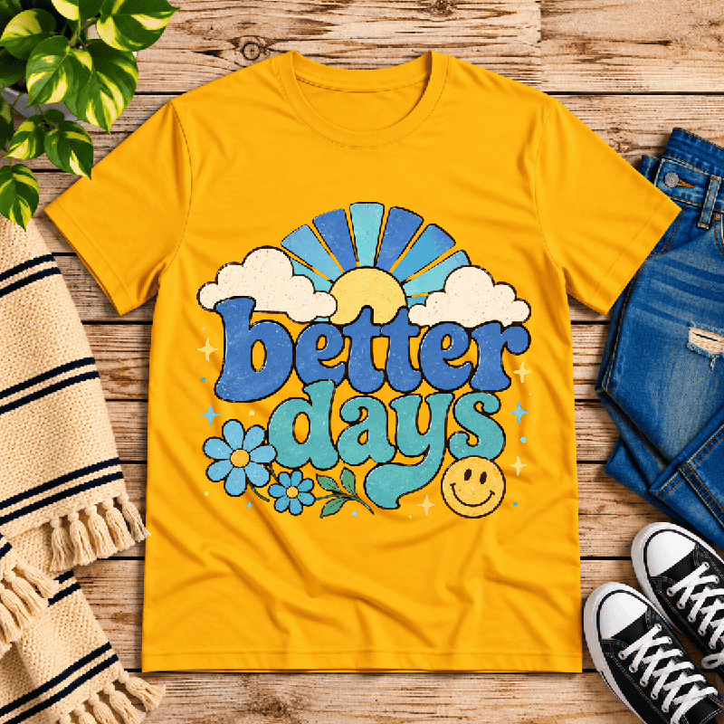 Better Days Premium T-Shirt in gold, flat lay