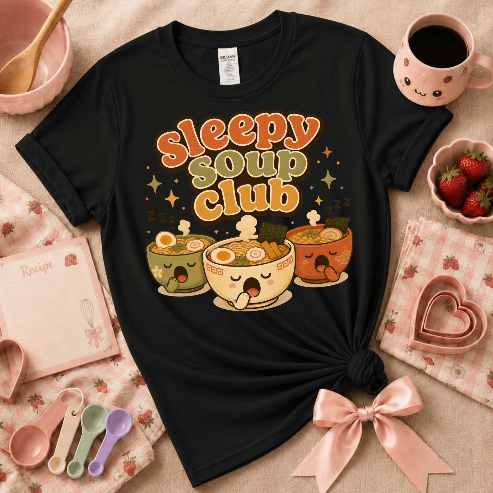 Sleepy Soup Club | Cute Food Graphic T-Shirt