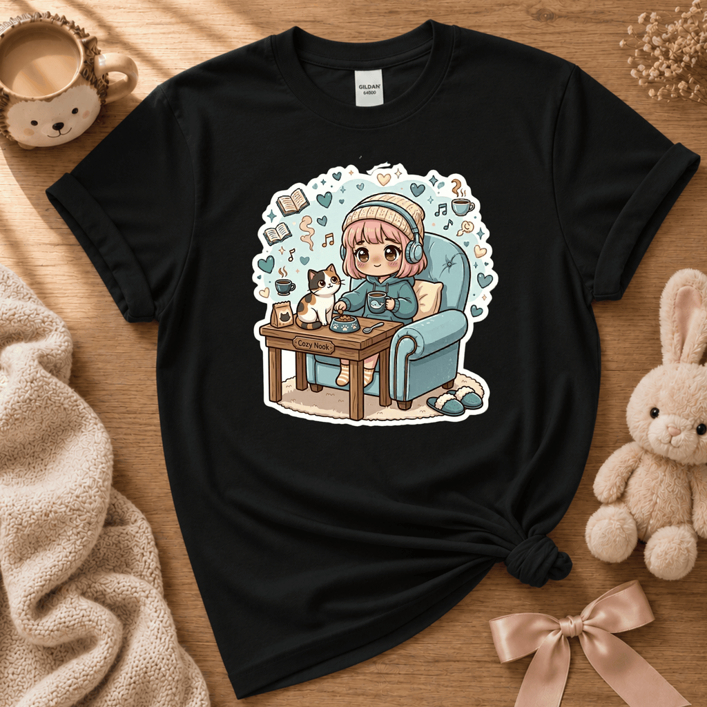 Cat Cozy Nook | Cute Animal Graphic T-Shirt