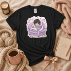 Happy Where I am introvert graphic t-shirt cozy flat lay in black.